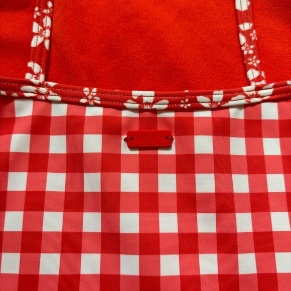 NWOT Roxy Red White Gingham One Piece Swimsuit - Picture 5 of 12